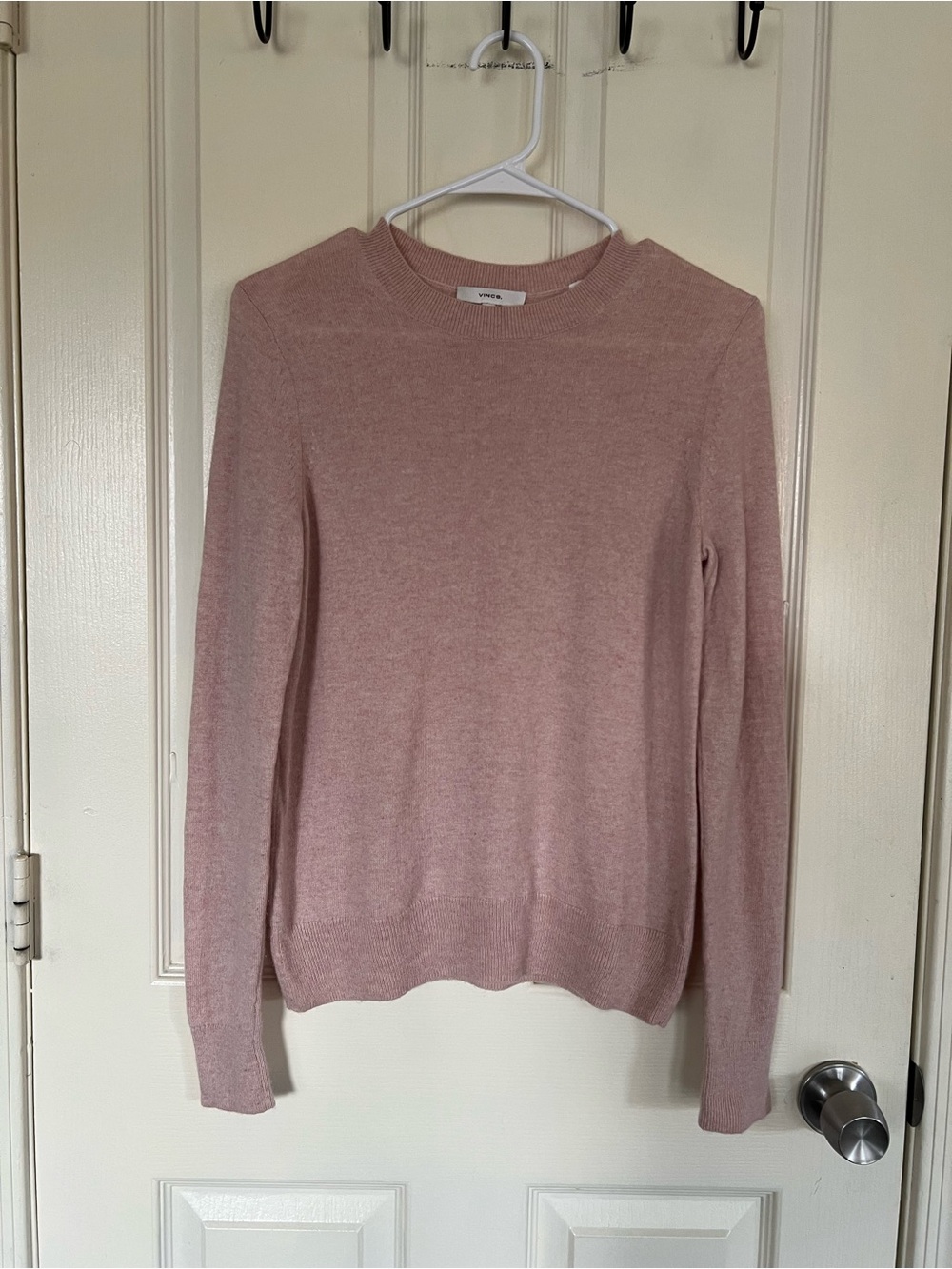 Vince XS Pink Wool Cashmere Blend Crewneck Sweater Minimalist Luxury